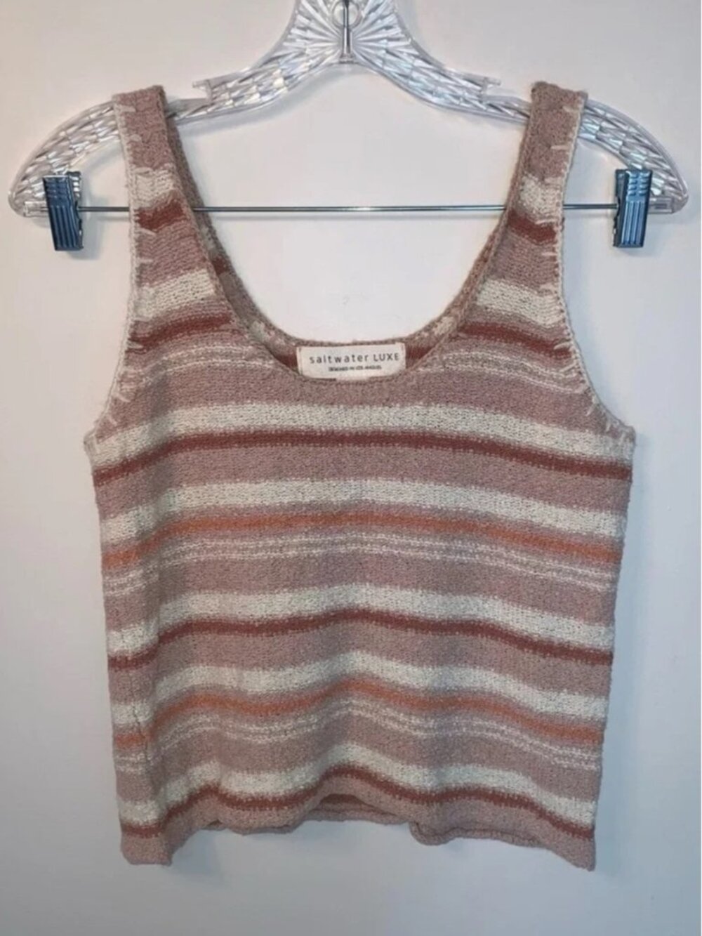 Saltwater Luxe Knit Stripe Sleeveless Tank Top Sweater S